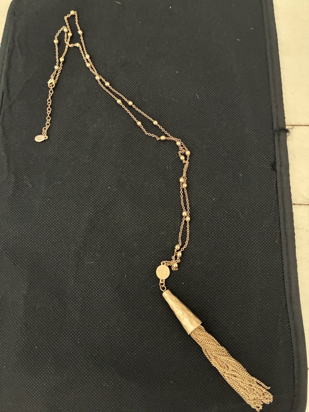 Jade & Jasper goldtone long chain.